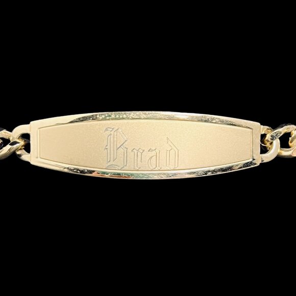 Speidel USA Gold Tone Curb Chain Identity Bracelet - Engraved Brad (5352) - Picture 4 of 8